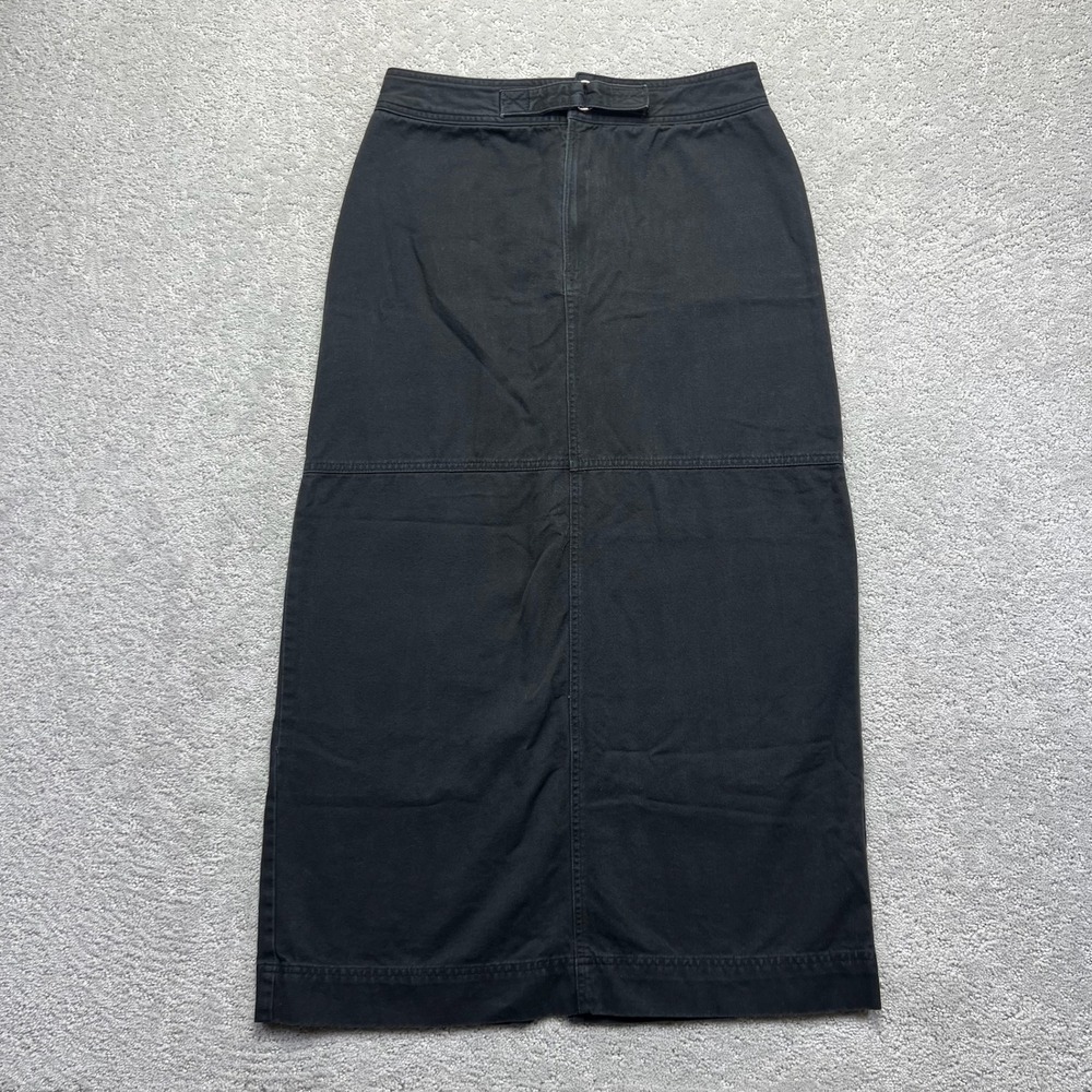 Clifford & Wills Denim Skirt Womens 10 Black Cotton Maxi Velcro Strap Closure